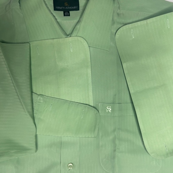 Stacy Adams Men’s Dress Shirt 17.5 – Mint Green – French Cuff – Classic Fit - Picture 2 of 5